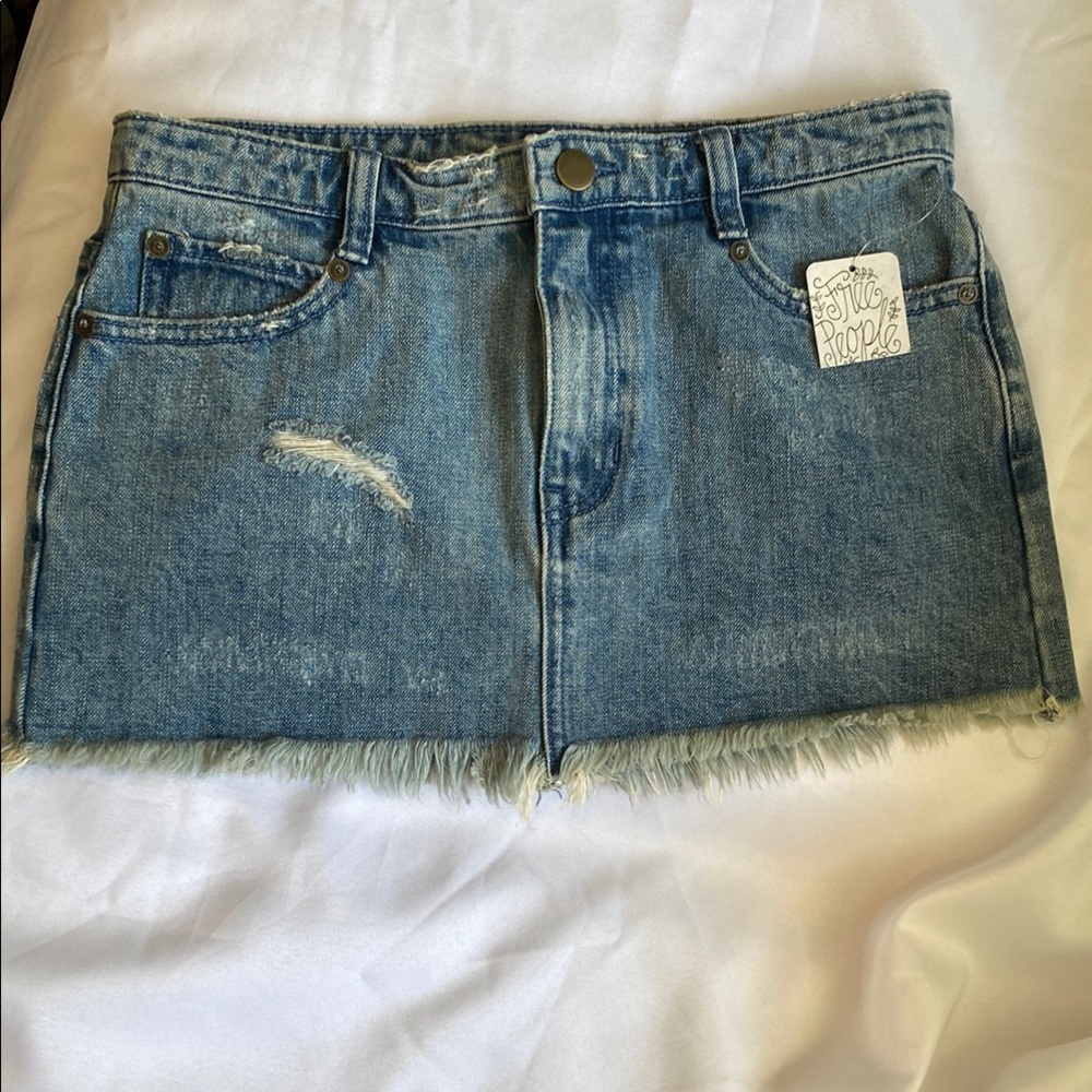 Free People Denim Jean Mini Skirt Distressed - Size 0
